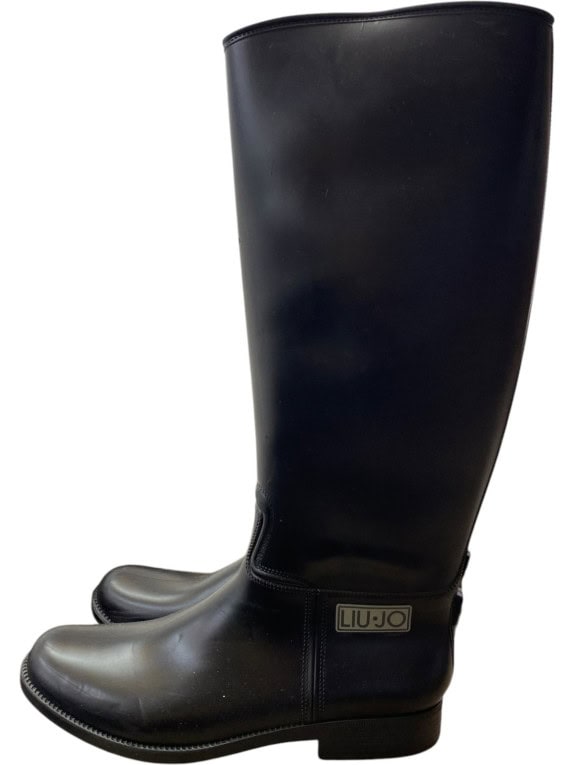 LIU JO RAIN BOOTS MINIMAL BLACK WOMENS PRE OWNED EU 38
