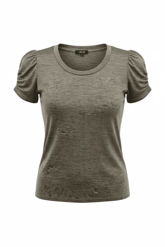 Liu Jo T-Shirt Melange Logo Χακί Γυναικείο M-L