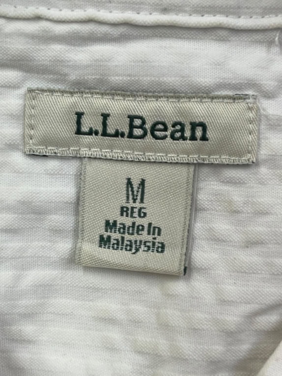 L.L. BEAN SEERSUCKER SHIRT WHITE WOMEN'S M