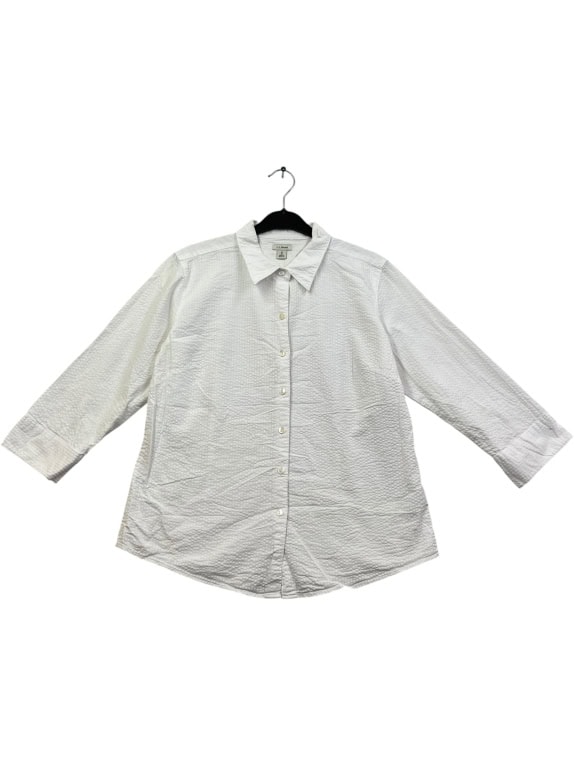 L.L. BEAN SEERSUCKER SHIRT WHITE WOMEN'S M