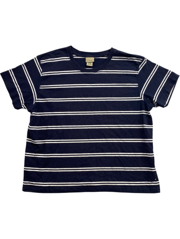 L.L. BEAN T-SHIRT A RIGHE STILE VINTAGE BLU/BIANCO UNISEX S usata