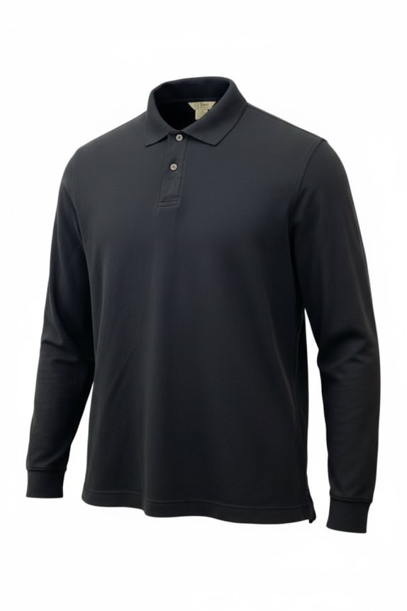 L.L.Bean Γκρι Μακρυμάνικο Polo Shirt