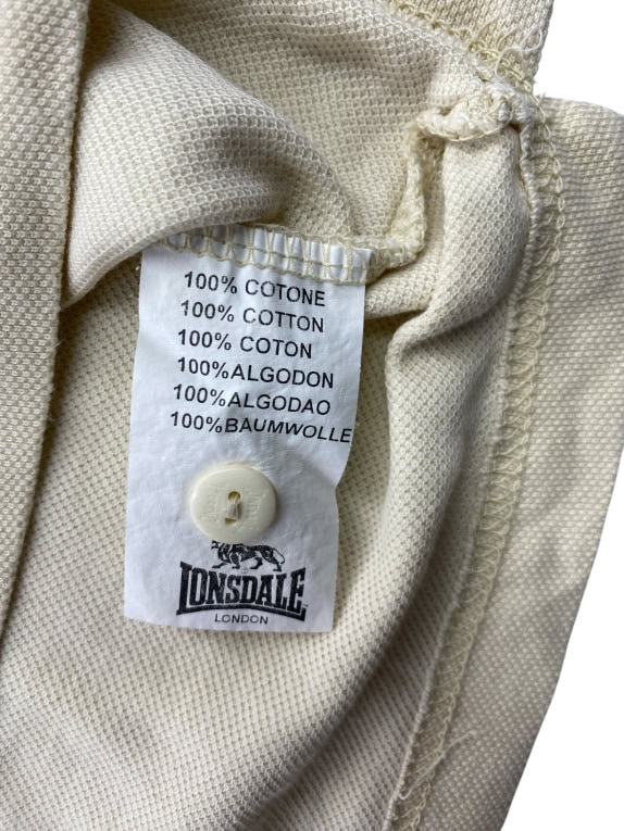 LONSDALE ΜΠΛΟΥΖΑ POLO ΜΑΚΡΥΜΑΝΙΚΗ VINTAGE LOGO BEIGE ΑΝΔΡΙΚΗ XXL