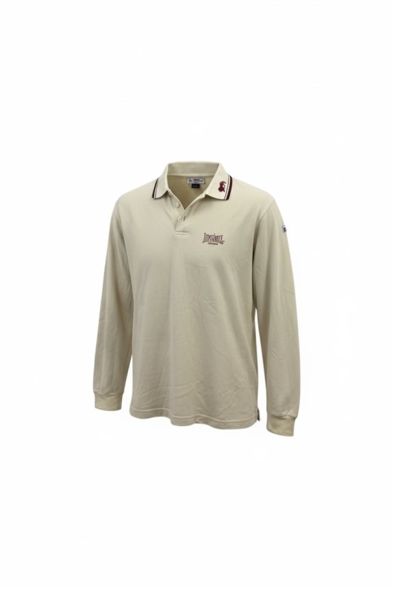LONSDALE ΜΠΛΟΥΖΑ POLO ΜΑΚΡΥΜΑΝΙΚΗ VINTAGE LOGO BEIGE ΑΝΔΡΙΚΗ XXL