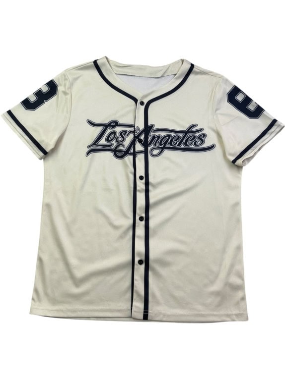 LOS ANGELES GRAPHIC BASEBALL JERSEY CREAM MEN PRE OWNED S