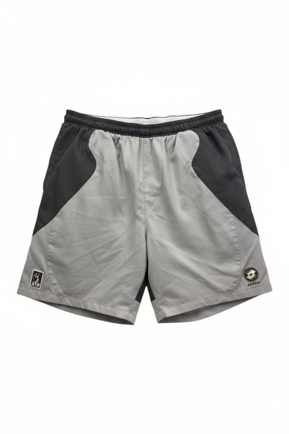 LOTTO VINTAGE ATP TOUR ATHLETIC TENNIS SHORTS LOGO GREY / BLACK MEN'S XL