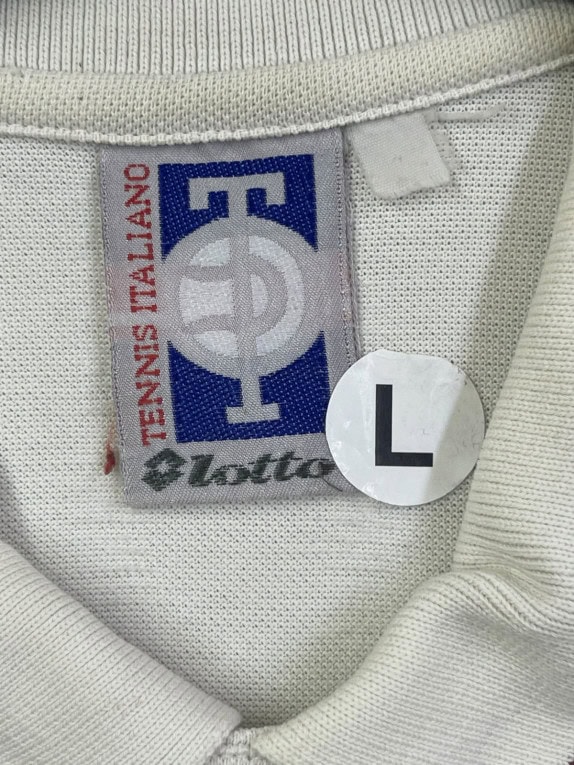 LOTTO POLO SHIRT RETRO SPORTSWEAR OFF WHITE MENS PRE OWNED L