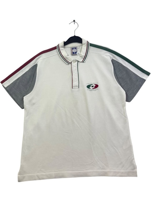 LOTTO POLO SHIRT RETRO SPORTSWEAR OFF WHITE MENS PRE OWNED L
