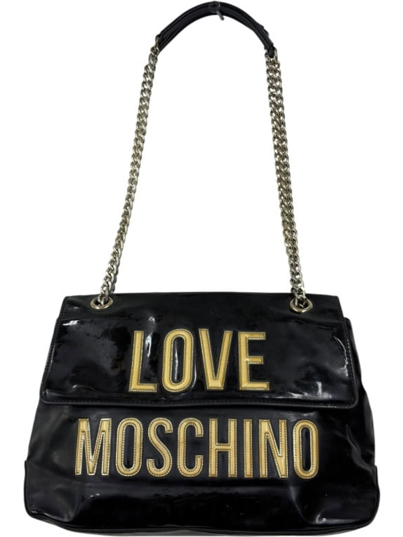 LOVE MOSCHINO ΤΣΑΝΤΑ ΩΜΟΥ SPELL OUT ΜΑΥΡΗ ΓΥΝΑΙΚΕΙΑ PRE OWNED