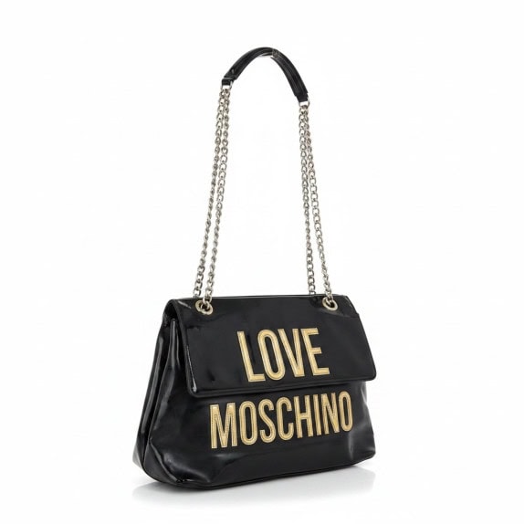 LOVE MOSCHINO SHOULDER BAG SPELL OUT BLACK WOMEN PRE OWNED