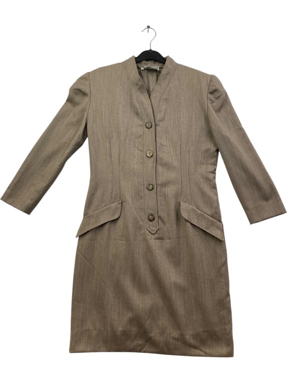 LUISA SPAGNOLI 80s BUTTON-FRONT BLAZER DRESS BROWN/GREY WOMENS L