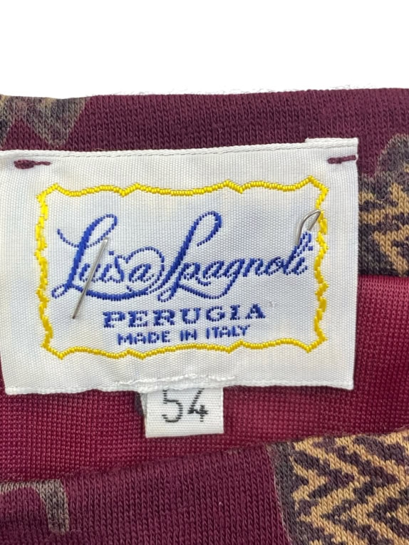 Luisa Spagnoli Leaf Print Midi Skirt Burgundy Women's XL
