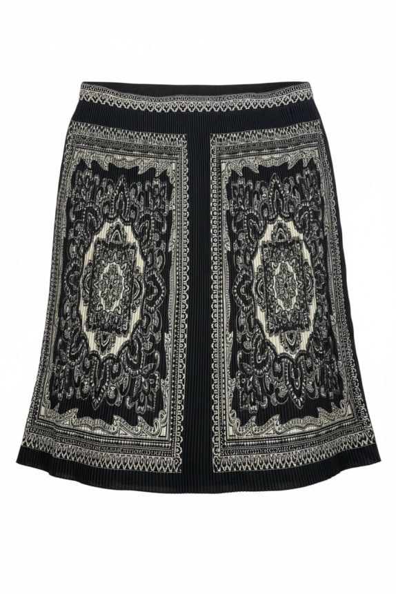 LUISA SPAGNOLI GONNA PLISSETTATA FANTASIA BAROCCA NERO/BIANCO DONNA XXL