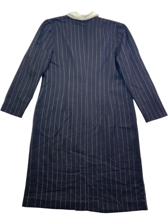 LUISA SPAGNOLI CAPPOTTO A RIGHE ANNI \'90 DOPPIOPETTO BLU SCURO DA DONNA L