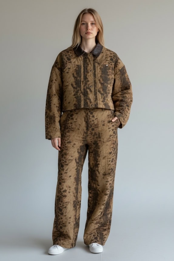 LUMINA Σετ Jacket & Παντελόνι Vintage Pattern Καφέ Γυναικείο L