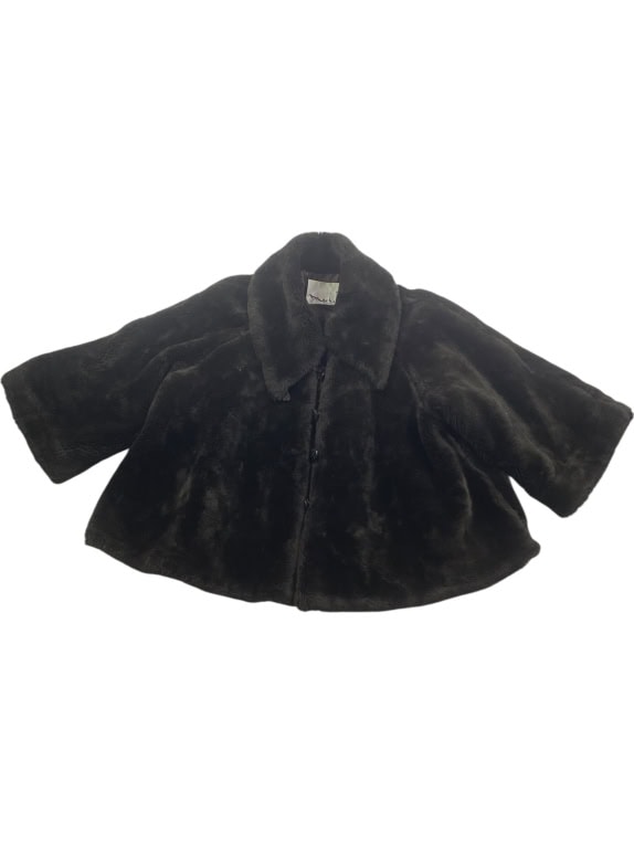 Machalie Vintage Faux Fur Coat Cape Logo Black Women’s One Size (XL Fit)