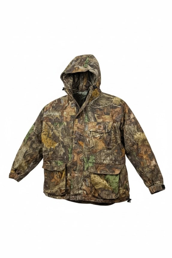 MAD DOG GEAR HOODED JACKET UTILITY CAMO GREEN BROWN MENS PRE OWNED L