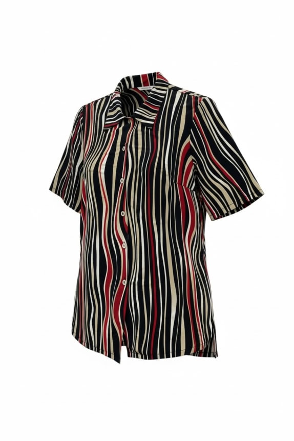 MADE IN ITALY Shirt Vintage Wavy Stripes Multicolor Women's L
