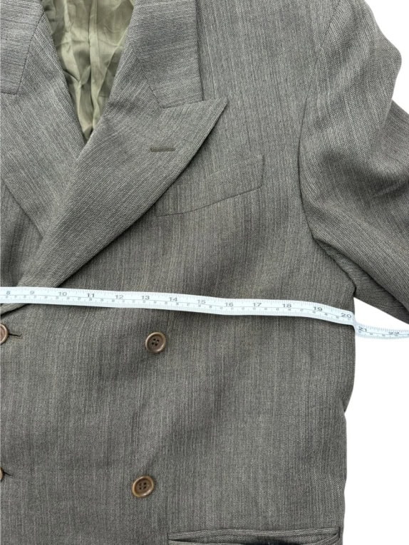 MADE IN ITALY Giacca vintage doppiopetto mélange grigio/marrone da uomo M/L