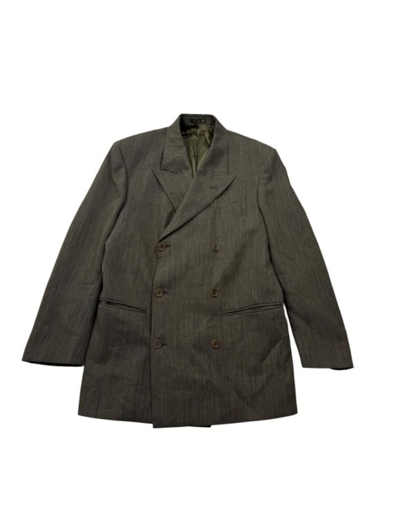 MADE IN ITALY Giacca vintage doppiopetto mélange grigio/marrone da uomo M/L