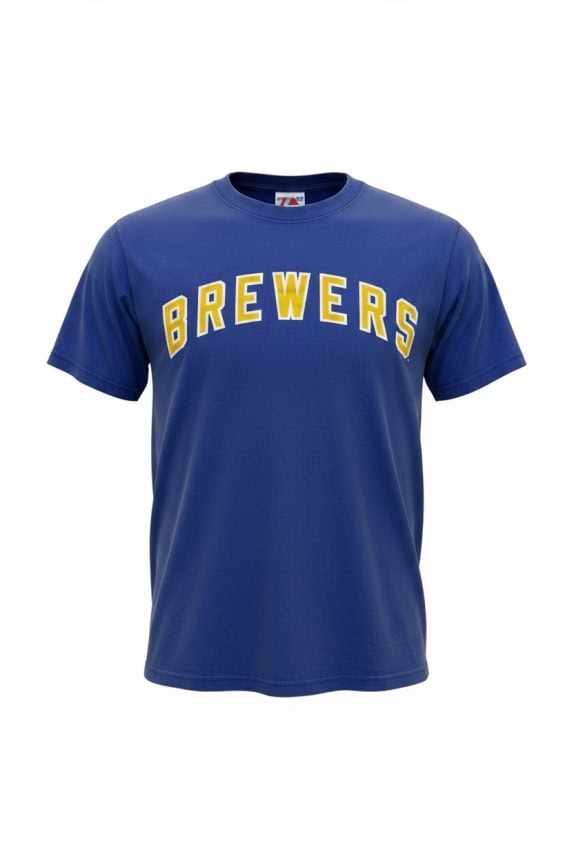 Majestic Brewers T-Shirt Big Logo Blu UNISEX S