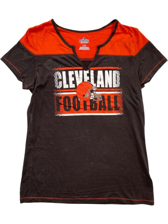 Majestic Cleveland Browns T-Shirt Nero-Arancione da Donna L