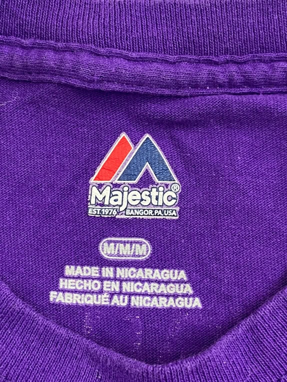 MAJESTIC Colorado Rockies MLB T-Shirt Spellout Logo Μοβ UNISEX M