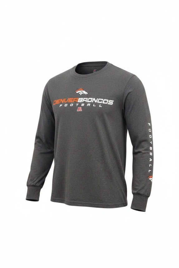 Majestic Denver Broncos Long Sleeve T-Shirt Logo Γκρι Unisex L