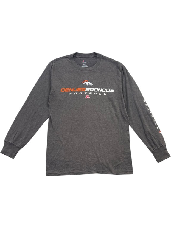 Majestic Denver Broncos Long Sleeve T-Shirt Logo Γκρι Unisex L