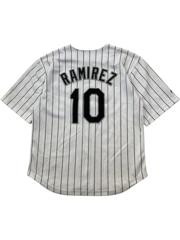 MAJESTIC GENUINE MERCHANDISE BASEBALL JERSEY STRIPED WHITE BLACK ΑΝΤΡΙΚΟ PRE OWNED S