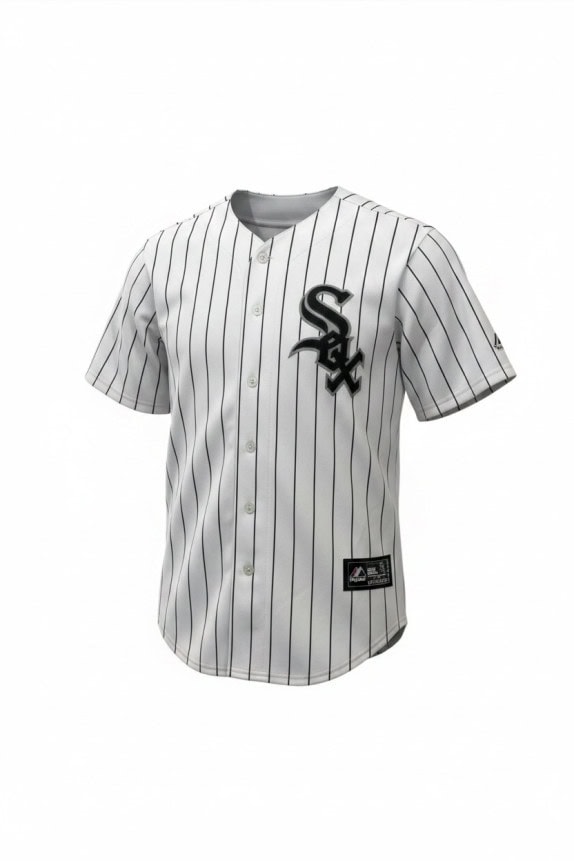 MAJESTIC GENUINE MERCHANDISE BASEBALL JERSEY A RIGHE BIANCO NERO UOMO PRE OWNED S