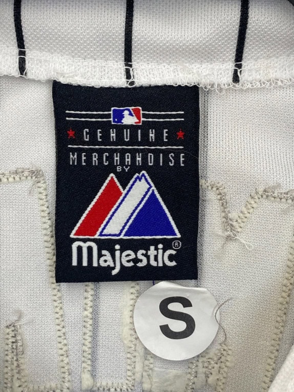MAJESTIC GENUINE MERCHANDISE BASEBALL JERSEY STRIPED WHITE BLACK ΑΝΤΡΙΚΟ PRE OWNED S