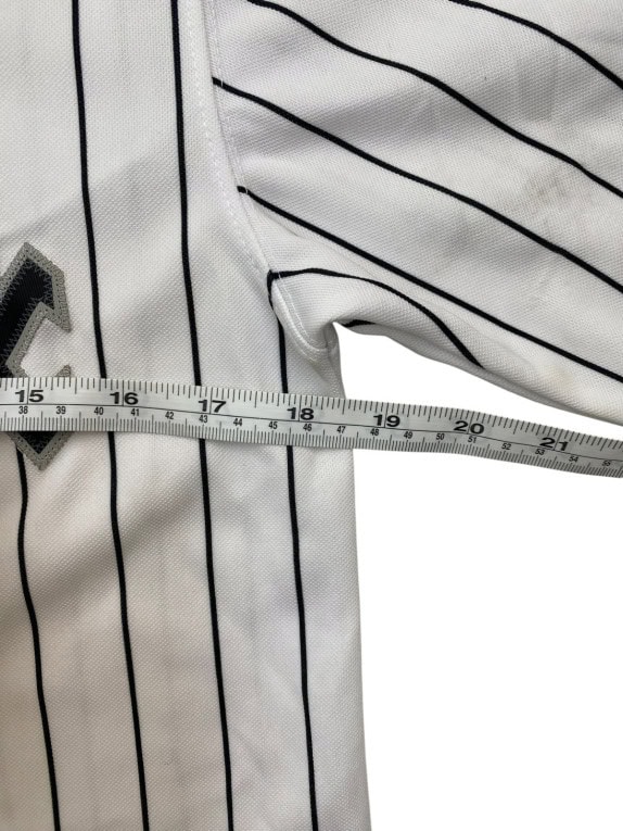 MAJESTIC GENUINE MERCHANDISE BASEBALL JERSEY STRIPED WHITE BLACK ΑΝΤΡΙΚΟ PRE OWNED S