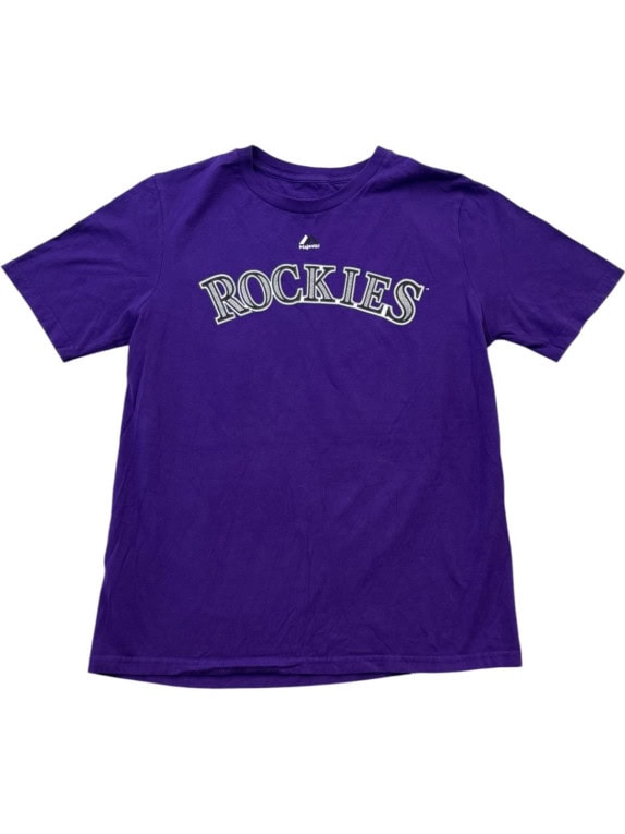 MAJESTIC ΓΡΑΦΙΚΟ T SHIRT SPORTSWEAR ΜΩΒ ΑΝΤΡΙΚΟ PRE OWNED S