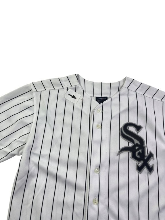 MAJESTIC GRAPHIC BASEBALL JERSEY RIGATA BIANCO UOMO PRE OWNED