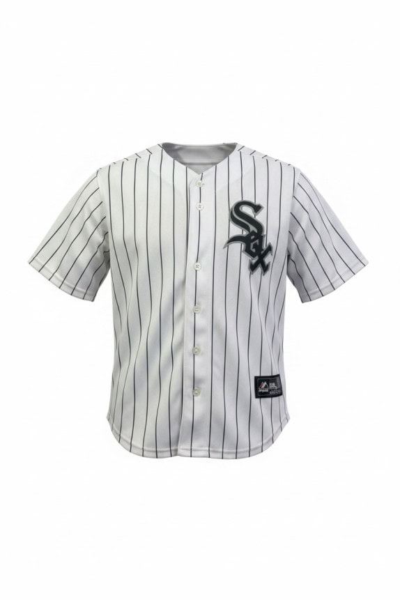 MAJESTIC GRAPHIC BASEBALL JERSEY RIGATA BIANCO UOMO PRE OWNED