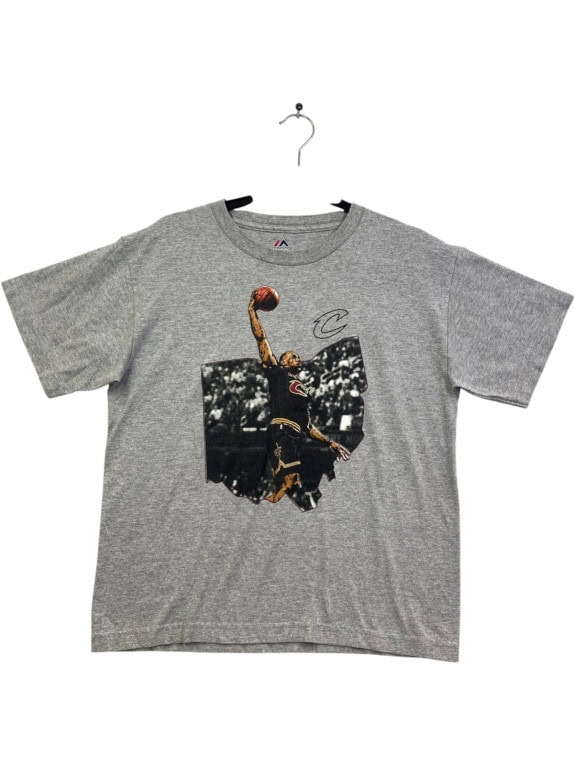 MAJESTIC GRAPHIC TEE ATHLETIC GREY MEN PRE OWNED L