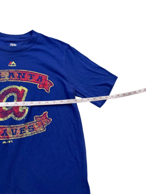 MAJESTIC GRAPHIC TEE RETRO BLUE MEN PRE OWNED L