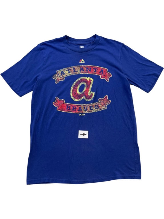 MAJESTIC GRAPHIC TEE RETRO BLUE MEN PRE OWNED L