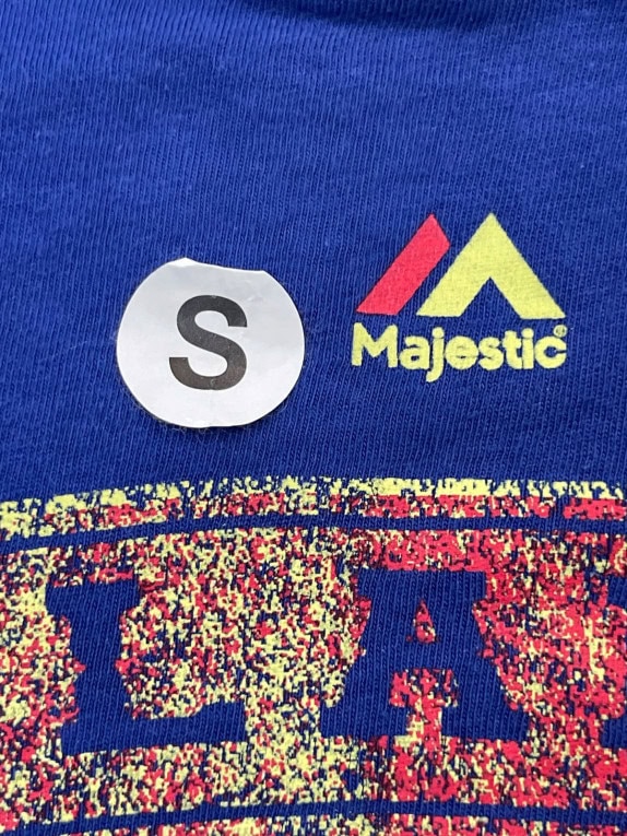 MAJESTIC GRAPHIC TEE RETRO BLUE MEN PRE OWNED L