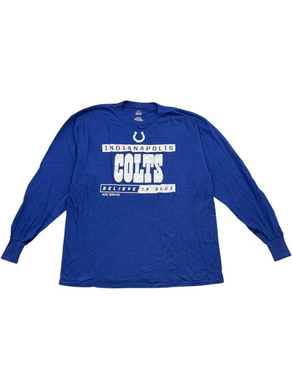 Majestic Indianapolis Colts Maglia a maniche lunghe con logo Blu Unisex XL