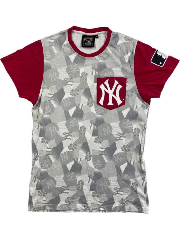 Majestic MLB New York Yankees T-Shirt Logo Vintage Grigia da Uomo S
