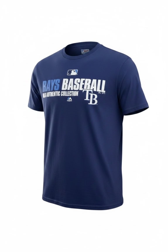 Majestic MLB Tampa Bay Rays T-Shirt Big Logo Blu UNISEX
