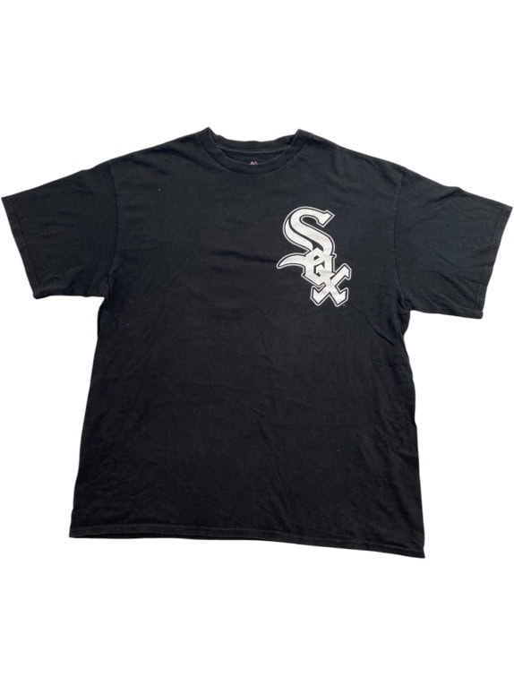 MAJESTIC T-SHIRT CHICAGO WHITE SOX LOGO VINTAGE NERA UNISEX XL usata