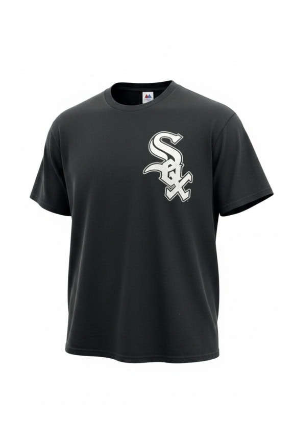 MAJESTIC T-SHIRT CHICAGO WHITE SOX LOGO VINTAGE NERA UNISEX XL usata