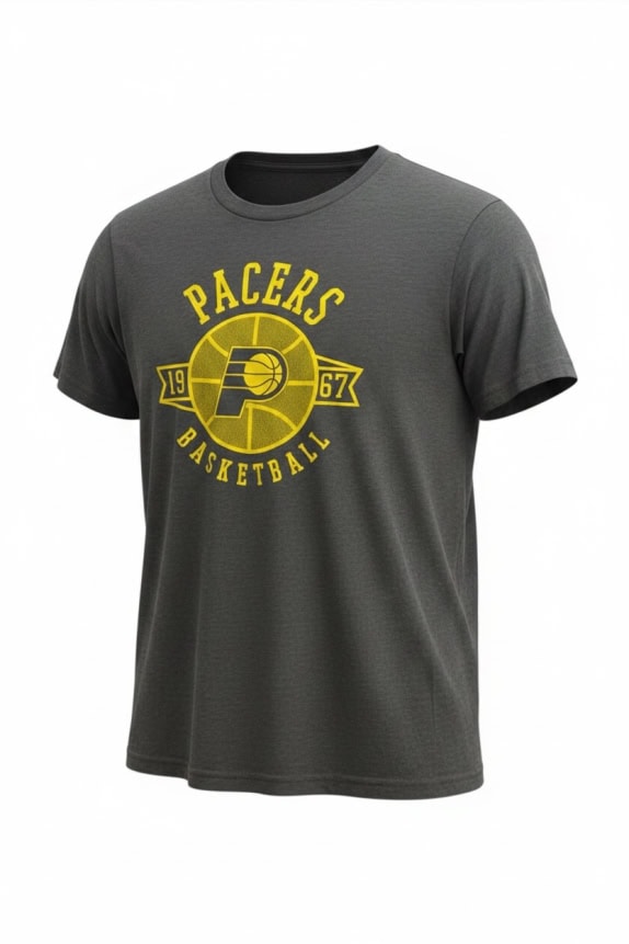 MAJESTIC T-shirt INDIANA PACERS VINTAGE STYLE Logo Grey UNISEX M pre-owned
