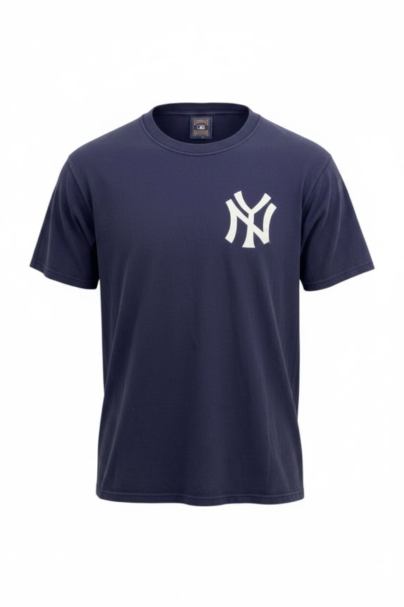 MAJESTIC T-SHIRT NEW YORK YANKEES LOGO ΜΠΛΕ UNISEX L