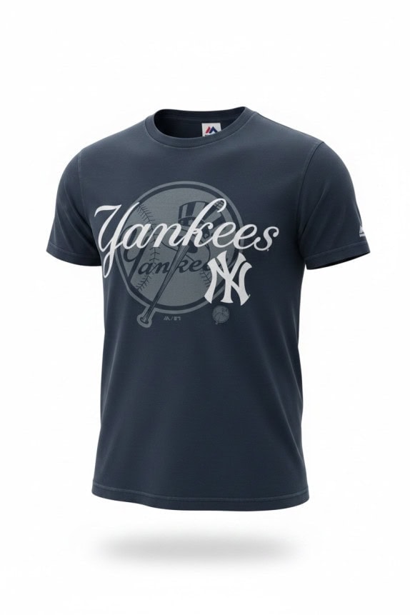 MAJESTIC YANKEES T SHIRT GRAPHIC SPORTSWEAR NAVY UOMO PRE OWNED