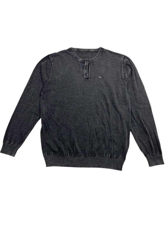Μακρυμάνικο Μπλουζάκι Henley Casual Λογότυπο Γκρι Ανδρικό L