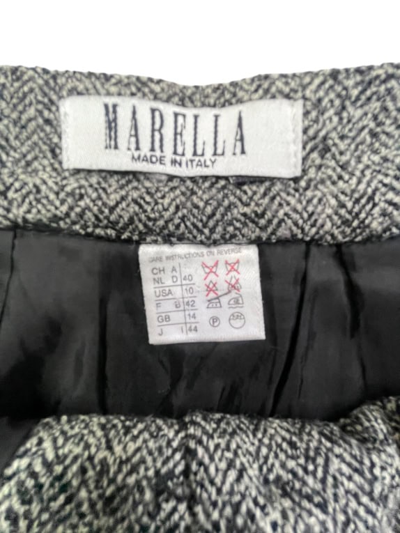 Marella Φούστα Midi Herringbone Μάλλινη Γκρι Κουμπιά Μπροστά Γυναικεία M